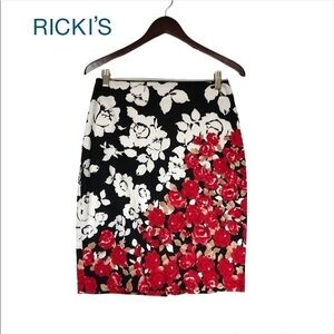 𝅺RICKI’S Floral Cotton Pencil Skirt